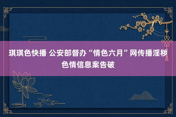 琪琪色快播 公安部督办“情色六月”网传播淫秽色情信息案告破