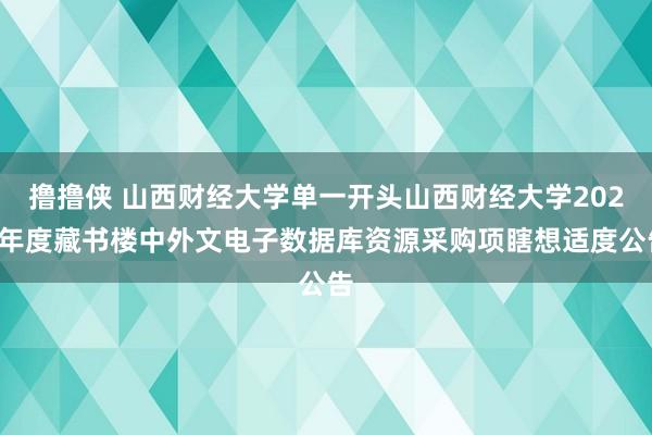 撸撸侠 山西财经大学单一开头山西财经大学2022年度藏书楼中外文电子数据库资源采购项瞎想适度公告