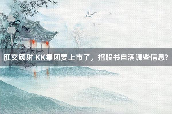 肛交颜射 KK集团要上市了，招股书自满哪些信息?