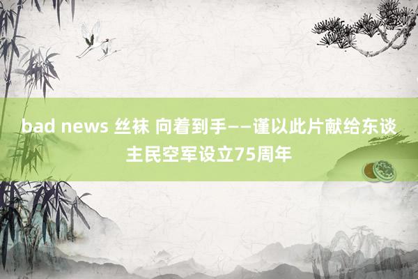 bad news 丝袜 向着到手——谨以此片献给东谈主民空军设立75周年